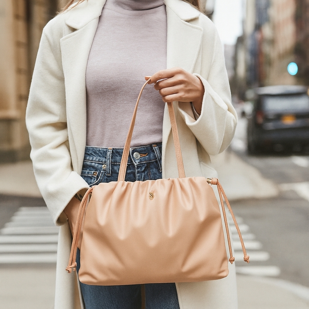 Victoria’s Secret Nude Ruched Tote – NEW with Tags